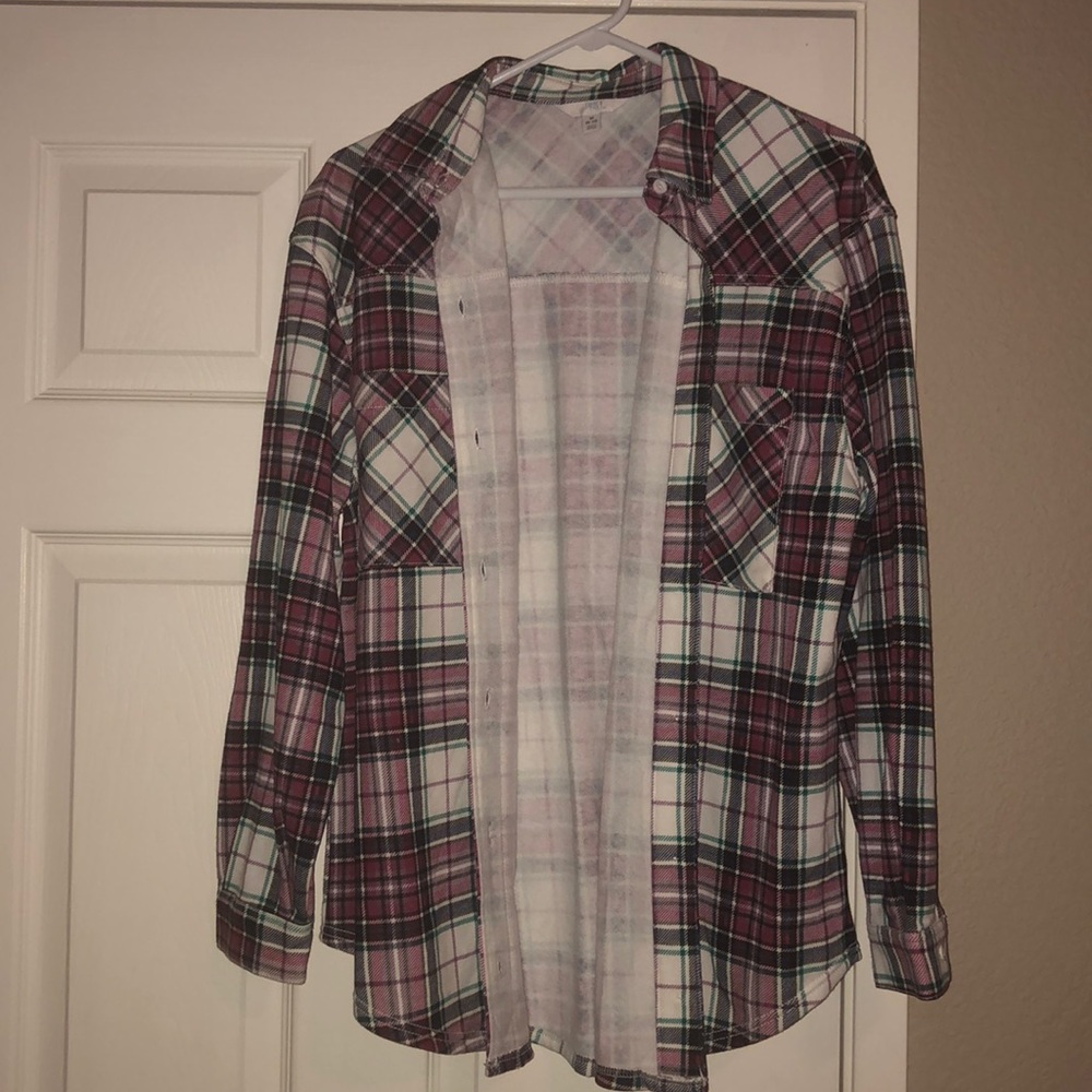Plaid fleece lining shirt
